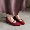 Zapatos Mary Jane de piel de vacuno de capa superior para mujer, nuevo estilo de otoño, zapatos de cuero genuino de punta cuadrada con hebilla y aumento interno de altura, zapatos de mujer de corte bajo
