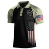 Nova camisa casual masculina de manga curta estilo Henry 2023 europeia e americana elemento Dia da Independência camisa polo raglan masculina comércio exterior transfronteiriço