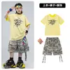 Ropa de Calle de Hip-Hop Moderna para Niños Conjunto de Pantalones Camuflados y Camiseta Amarilla Rota para Niños Ropa Infantil de Marca Moderna de Hip-Hop