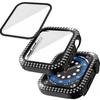 Adecuado para Apple appleWatch5/6/7/8/9 generación/SE caja de PC con doble fila de diamantes película integrada anticaída