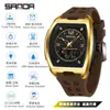 Reloj Deportivo Sanda de Doble Pantalla para Estudiantes de Secundaria, Montañismo al Aire Libre, Hora Mundial, Resistente al Agua, Cuenta Atrás, Versátil, Elegante Reloj Electrónico