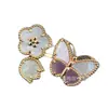V26 Nuevo Anillo de Mariposa Fortuna Violeta Gradiente de Gama Alta Edición Limitada Diamante Ágata Anillo Abierto Lujo Ligero