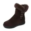 Botas de Invierno para Mujer 2026 con Felpa Gruesa Calentitas Punta Redonda Cremallera Lateral Hebilla Botines Cortos de Piel Gruesa Botas de Nieve Planas Antideslizantes