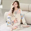 Pijama Nuevo Estilo 2026 para Mujer, Conjunto de Manga Larga y Pantalón Largo de Dibujos Animados para Primavera y Otoño, Dulce, Se Puede Usar Afuera en Verano, Ropa de Casa