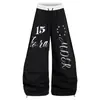 Streetwear estilo americano, cintura com cordão color block, estampa de estrela e letras, calça de perna curva, unissex, adequada para dança de rua, uso casual e esportes