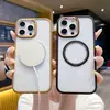 Funda magnética para teléfono con borde de color contrastante para Apple 16Promax iPhone15 Cubierta protectora anticaída de metal para lente 14