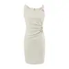 Vestido de Verano para Mujer Estilo Hepburn Francés con Tira Retorcida, Estilo Kendall Jenner, Ceñido a la Cintura, Fruncido, Adelgazante, Bodycon Corto