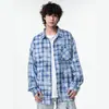 Camisas de cuadros para hombres y mujeres, otoño holgadas casual de manga larga ropa de trabajo camisas tie-dye, camisas de cuadros para hombres, sin planchar