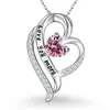 Exportación Transfronteriza Plata de Ley S925 Colgante Europeo y Americano en Forma de Corazón con Doce Piedras de Nacimiento Collar de Moda