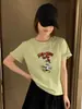 Ying+ Treze Linhas Feio Fofo Pato de Surf Manga Dobrável Floco de Neve Camiseta de Algodão Gola Redonda Emagrecedora Versátil Manga Curta Verão M36-5016