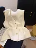Chal Versátil Simple de Color Sólido con Cuello en V de Estilo Francés de Un Solo Botón para Mujer 2025 Invierno Nuevo Top en Capas Ins