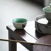 Conjunto de Chá de Kung Fu Moji Pintado à Mão Liuyan Ceramic Master Cup Casa Xícara de Chá Único Esmalte Interno Turquesa Verde Xícara de Chá