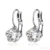 Suministro directo transfronterizo aretes de acero inoxidable con incrustaciones de diamantes para mujer, aretes de flor y moño de moda, accesorios para orejas sin perforación, joyería de lujo ligero