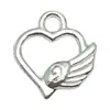 Set Mixto de 20 Accesorios para Joyería DIY de Aleación Plateada Brillante: Etiquetas en Forma de Corazón, Dijes para Pulseras, Colgantes para Collares de Amor y Adornos Colgantes