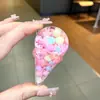 Llavero creativo de piruleta rellena de aceite con arena líquida, colgante flotante de helado, colgante para bolsa al por mayor, decoración linda