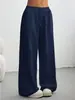 Pantalones Casuales de Pierna Ancha Rectos Sueltos de Cintura Alta con Cordón Estilo Europeo y Americano Pantalones de Chándal Deportivos de Color Sólido Simples para Mujer