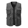 Chaleco de hombre con forro polar para uso en exteriores en otoño e invierno, cuello alto, chaqueta de talla grande, chaleco casual para hombres jóvenes