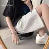 Shorts rectos de color liso de moda estilo coreano holgados casuales versátiles de pierna ancha tipo cargo capri