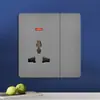 Tomada de Parede Cinza Versão Hong Kong e Austrália Tomada Estilo Britânico 13A com Painel de Interruptores de Carregamento Tipo-C+USB para Exportação