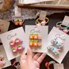 Laços de Cabelo Desenho Animado Fofos, Exclusivos Estilo Coreano Pacote com 2 Faixas de Cabelo de Frutas, Presilhas de Cabelo Xadrez Estrela para Meninas, Presilhas Bico de Pato Coloridas