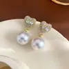 Pendientes de Imitación de Perla con Forma de Corazón de Melocotón para Mujer, Diseño Único de Nicho, Pendientes Elegantes de Lujo Ligero, Nuevos Tachuelas de Oreja de Gama Alta para Mujer