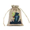 Venda Quente Transfronteiriça Halloween Saco de Tecido de Linho com Cordão Bolsinho Embalagem para Doces e Presentes de Halloween Bolsinho com Cordão de Linho