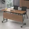 Mesa de Entrenamiento Plegable Mesa de Conferencias Combinación Móvil Empalmable Multifuncional Oficina Tutoría Clase Barra Larga Escritorio para Dos Personas