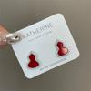 Nuevos Pendientes de Calabaza Roja 2026 para Mujer, Púa de Plata S925, Exquisitos y de Moda Pendientes de Botón de Zirconia, Accesorios para Orejas Brillantes de Lujo Ligero
