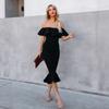 Nueva Ropa Europea y Americana para Mujer de Otoño e Invierno Transfronteriza Nueva Amazon Vestido de Noche con Volantes de un Hombro Nuevo Estilo