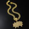 Colar com pingente de letra BOM, estilo hip hop europeu e americano, cheio de diamantes, moda boate, dança de rua, corrente cubana, joia com corrente para clavícula