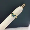 Anel de borboleta em concha de abalone natural cravejado de diamantes, acessórios de joias de pérola DIY com abertura ajustável, atacado