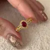 Anel Aberto Oval Zircônia Banhado a Ouro Real 14k Anel Vintage do Meio Pulseira com Design de Nicho Feminino