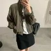 Foto real de la nueva chaqueta corta casual de cremallera con cuello alto de estilo coreano de alta gama para mujer de Dongdaemun, Corea, otoño 2026