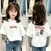 Nueva colección de otoño 2026: Camiseta elegante y moderna de manga larga a rayas para niñas, hecha de algodón puro, adecuada para niños mayores