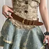 Cinto Largo de Couro Genuíno para Mulheres, Estilo Ins Nicho Retrô, Sensação de Alto Padrão, Adequado para Jeans, Afinar a Cintura, Emagrecimento, Cinto de Compras