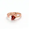 Fornecimento Transfronteiriço de Anéis de Birthstone em Forma de Coração Rosa Dourado de Alta Qualidade, Joias Comemorativas Românticas para Comércio Exterior