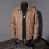 Jaqueta de Couro PU Solta Biker Retrô Americano Gola Lapela Casual Manga Longa Masculina 2026 Outono Nova Chegada