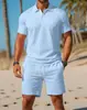 Conjunto de camiseta POLO de verano para hombre de comercio exterior transfronterizo, traje de moda versátil casual deportivo de manga corta ajustado para hombre