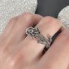Anillo de plata tailandesa con patrón de dragón tirano negro, moderno, noble, retro, estilo nacional, anillo de dragón Tuteng, anillo para el dedo índice con sentido del diseño