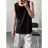 Regata Waffle Masculina Nova de Verão Tensão Sexual Roupa Camiseta sem Mangas Solta Casual Esportiva Gola Redonda Body