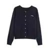 Cardigan Jaqueta de Tricô Liso com Gola Redonda e Letra, Moda Casual Feminina, Novo da Primavera 2026, Cross-border AliExpress