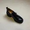 Versão em couro bovino~mocassins retrô de salto alto para mulheres, sapatos pequenos de couro versáteis com cadarço e sola grossa, saltos grossos que aumentam a altura para mulheres baixinhas