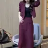 Elegante y moderno traje de mujer para primavera y otoño, blazer de color liso con botones y corte ajustado, falda elegante que se ajusta a la cadera, conjunto de dos piezas, transfronterizo
