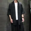 Verão de 2026 Novo Xale Hanfu Jaqueta de Manga Curta Masculina Estilo Chinês Roupas Masculinas Corta-vento de Seda Gelada Manto Dao Protetor Solar