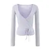 Top tipo camisola estilo balé, camisa leve de manga longa para o verão com proteção solar, design estiloso de duas peças, calça de yoga, conjunto de três peças para mulheres