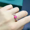 Anillo simple de plata 925 con incrustación de ópalo rosa natural anillo 5x 7mm vivo trémolo suministro de ultramar
