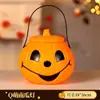Lanterna de Abóbora de Halloween, Balde de Abóbora com Tampa, Pote de Doces Portátil para Crianças, Suprimentos de Decoração para Jardim de Infância, Adereços de Performance