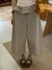 Calça de perna larga com babados, cintura alta, emagrecedora, design versátil, estilo coreano 77667