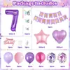 Set de Globos Morados con Número de 32 pulgadas, Banderín Rosa de Cumpleaños, Decoración para Fiesta de Primer Cumpleaños Infantil