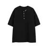 Camiseta Henley Simples de Manga Curta Estilo Americano Nanxia para Homens, Textura Canelada, Caimento Solto, Peça Versátil e Moderna